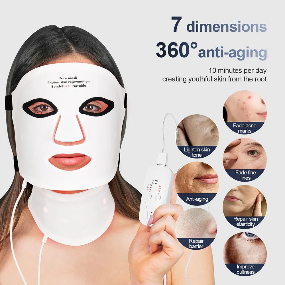 7 Color LED Silicone Face & Neck Mask for Skin Rejuvenation