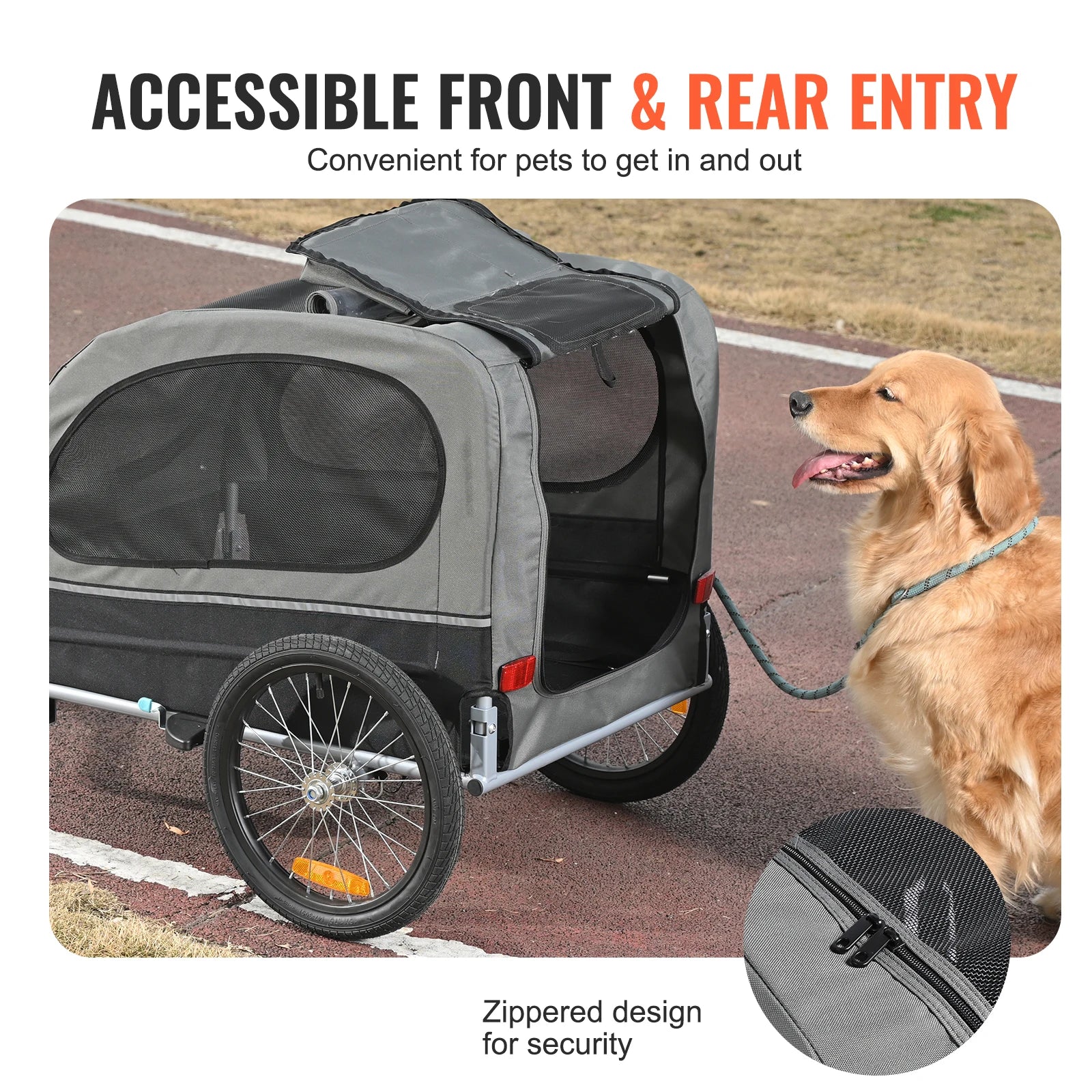 Remolque para perro SucceBuy de 88 lb, carrito de bicicleta para mascotas con ruedas, acoplador, reflectores, bandera, plegable para guardar para perros