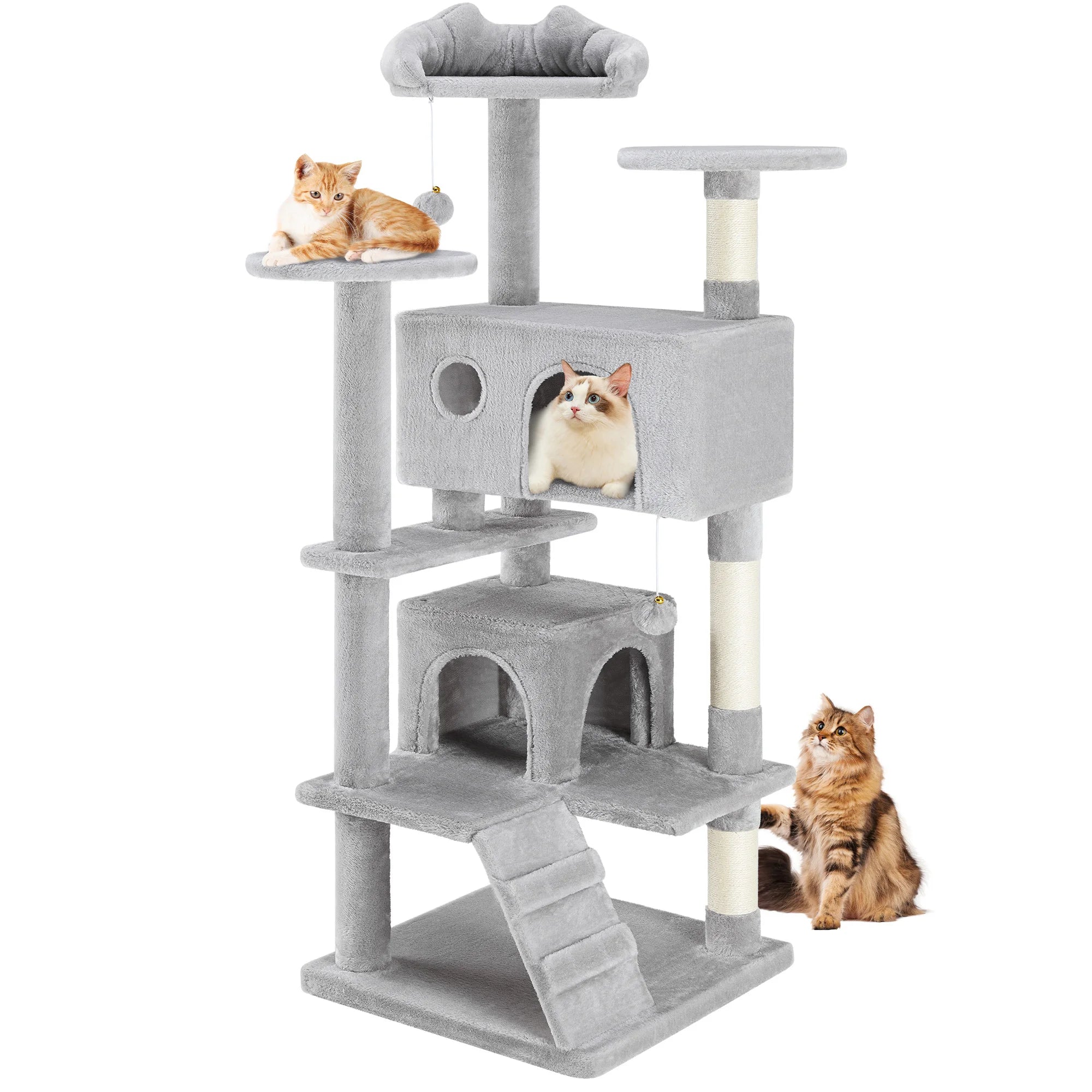 54in Multi-Level Cat Tree Tower with Condo & Sisal Scratching Posts