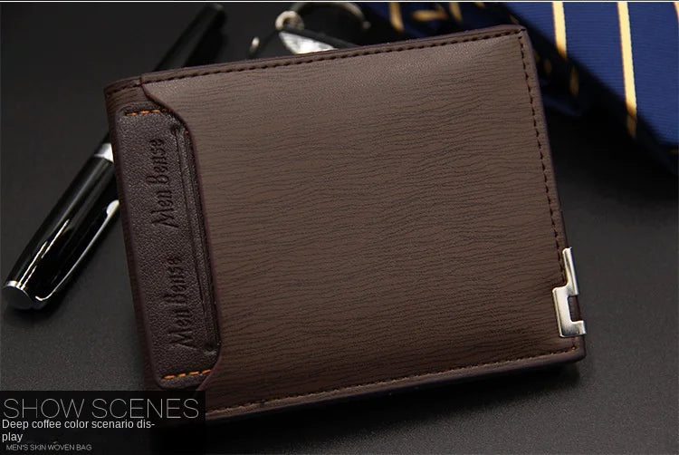 Fashion Casual Men's Short Wallet - Multi-functional Draw Card Holder for Men, Slim Cardholder Bags with Free Shipping