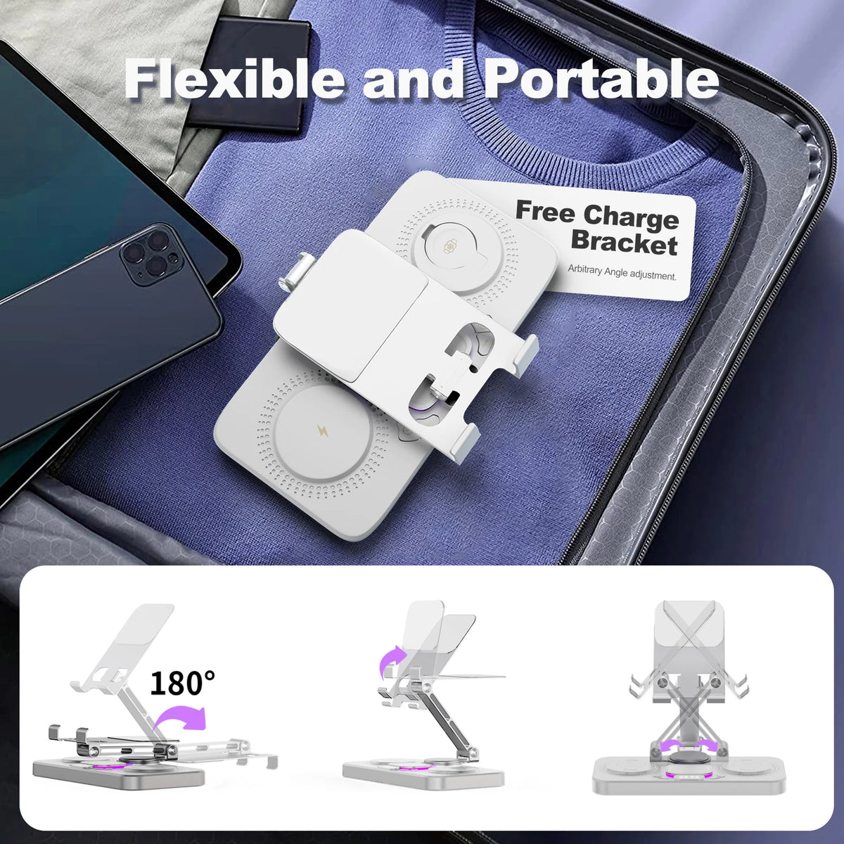 7-in-1 Wireless Charger Stand Pad, 15W Fast Charging