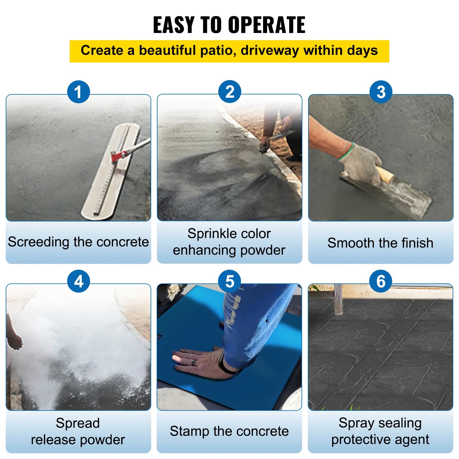 Concrete Stamp Mats 24x24" Set of 4 Stone Texture Skins