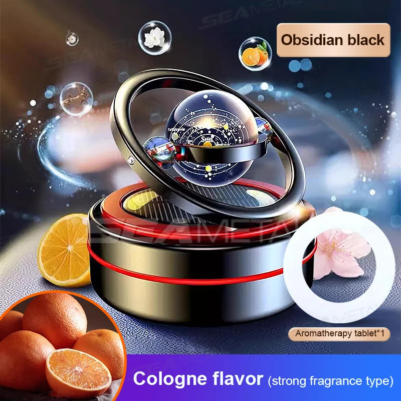 SEAMETAL Eco-Friendly Car Air Freshener Solar Automatic Rotation Essential Oil Diffuser Dashboard Fragrance Cologne/Lemon Scent