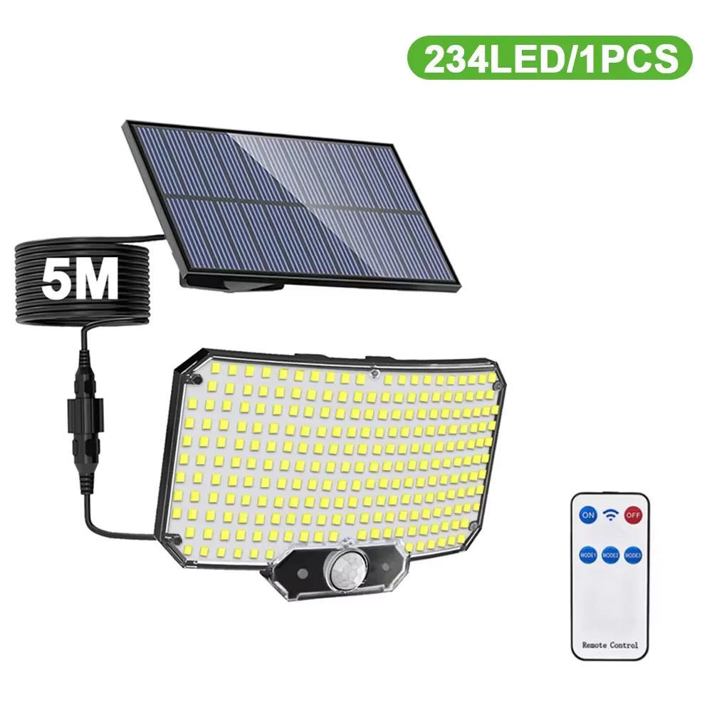 234-LED solcelledrevet vegglampe med bevegelsessensor, 3 moduser
