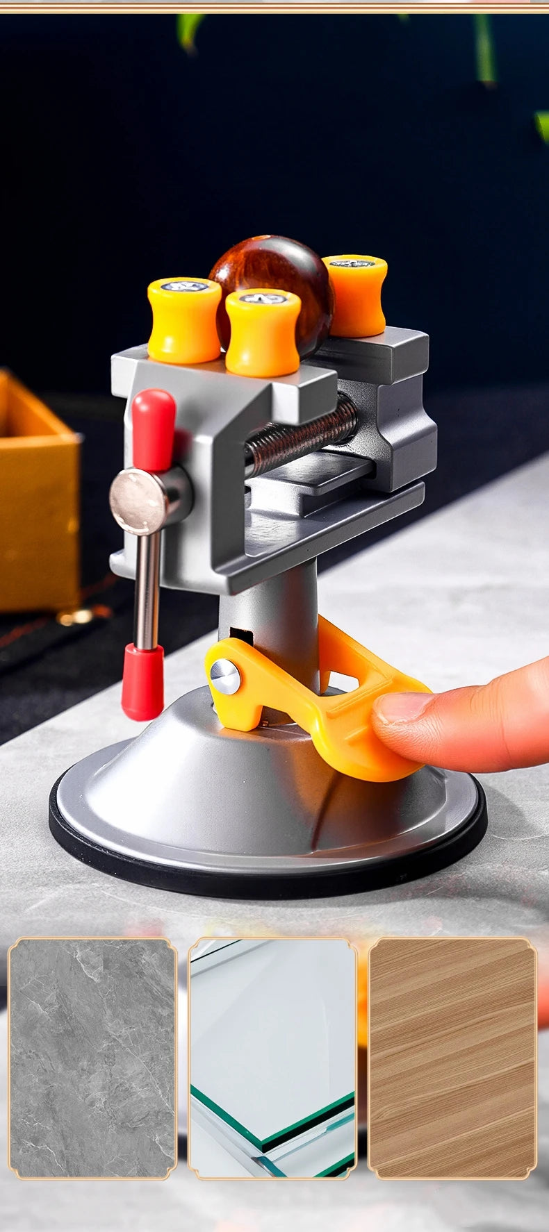 Vise de table à base d’aspiration mini, finition sélectionnée