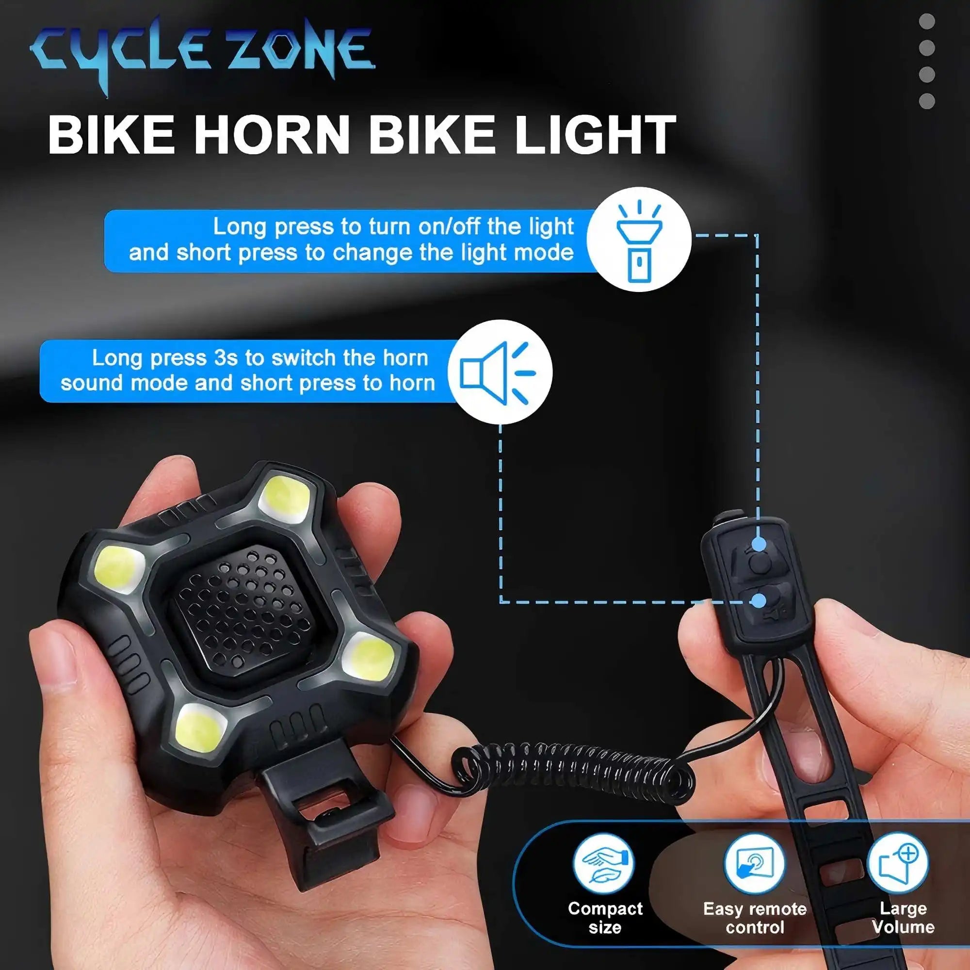 Bicycle Light Electronic Bell MTB Bike Horn TYPE-C Rechargeable Cycling Warning Lamp Cycling Headlight for Night Safety Riding