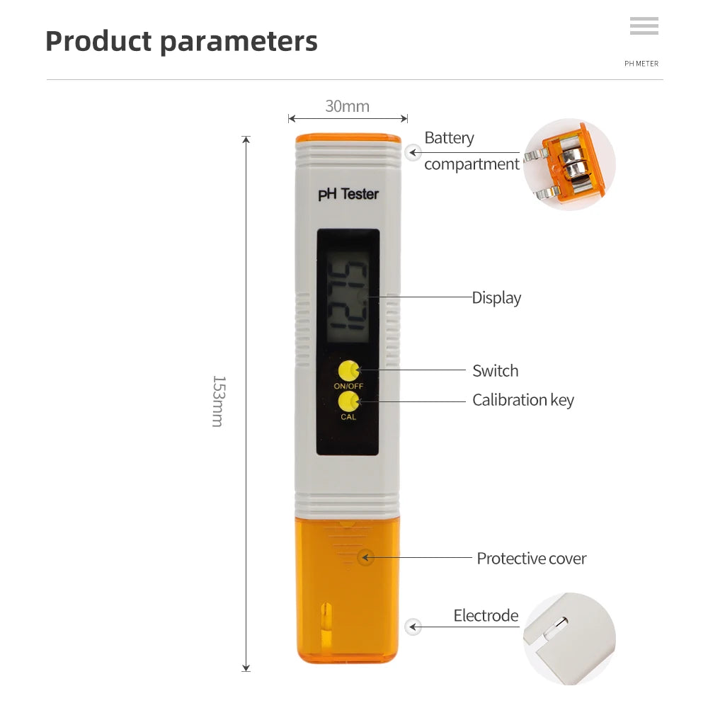 pH-mètre numérique de poche avec mesure de la température
