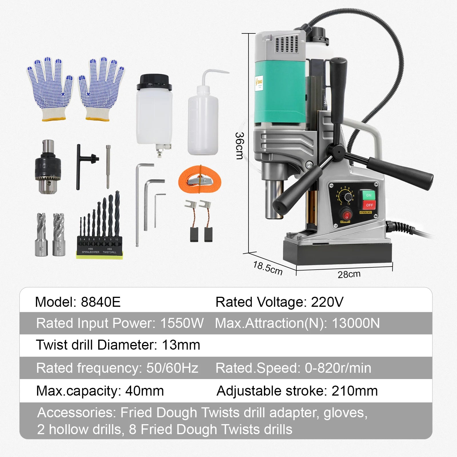 Magnetic Drill Press 1450W/1550W with 10-Speed Control & Strong Base
