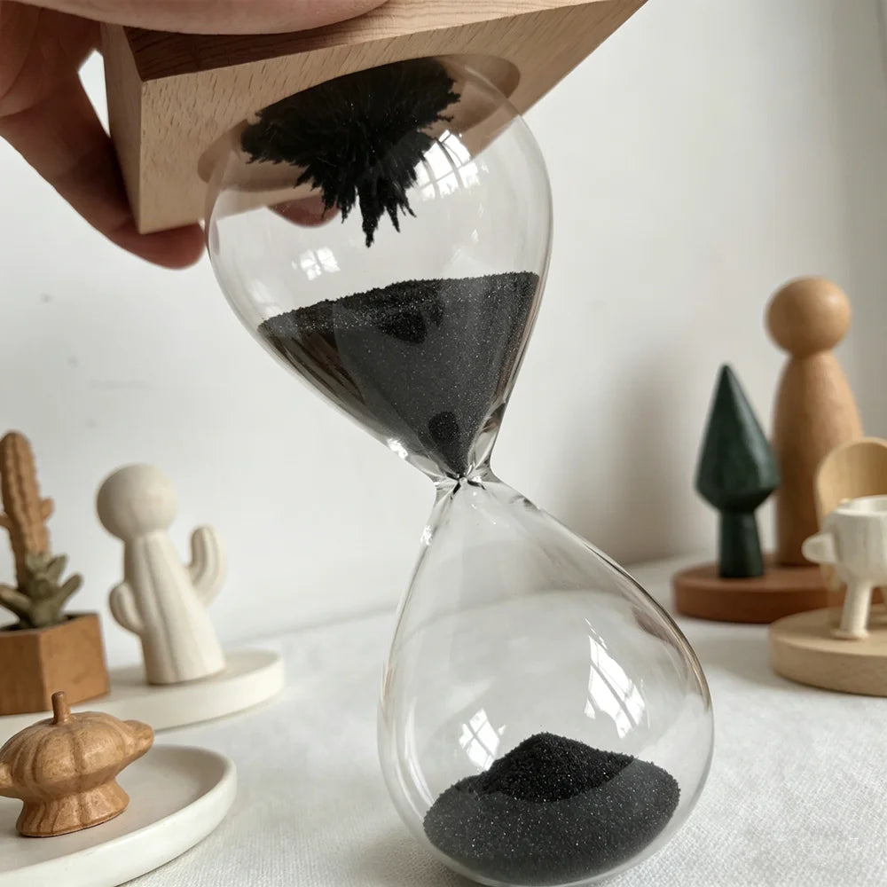 Magnetic Glass Hourglass Desk Ornament