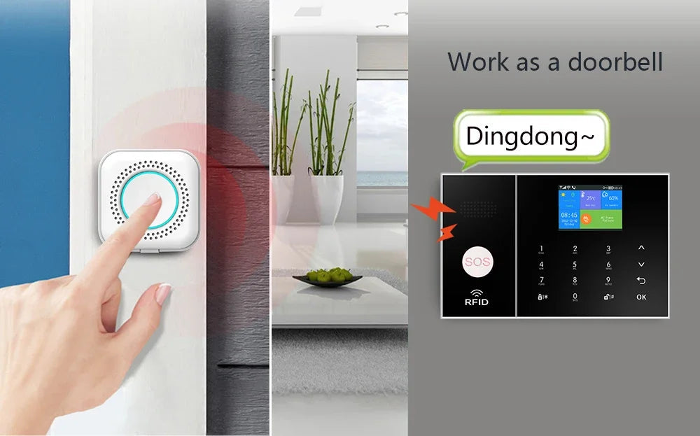 HIVA 4G Security Alarm System For Home WiFi Tuya Smart Life App Control Burglar Alarm Kit Work With Alexa With Pir Door Sensor