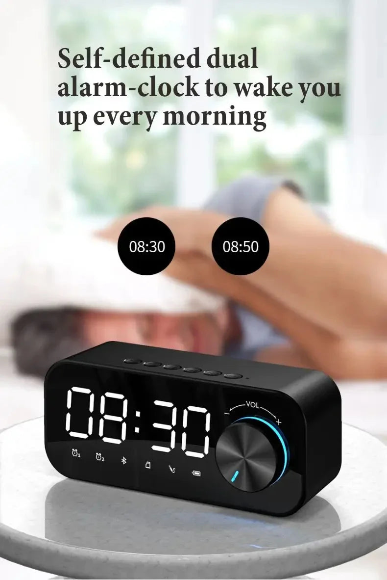 Bluetooth ébresztőóra hangszóró FM rádióval és LED kijelzővel
