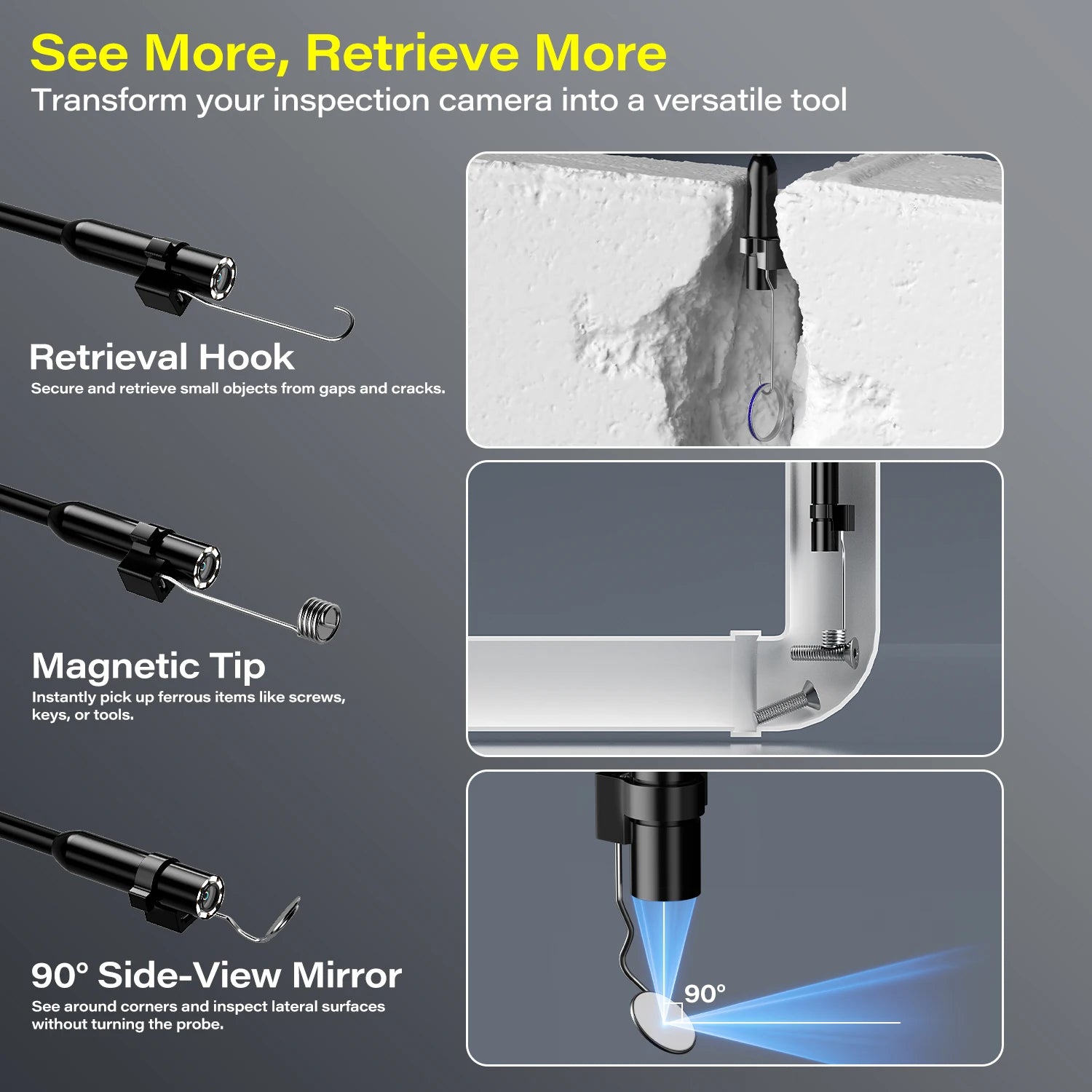 4.3" Industrial Inspection Borescope with 8mm Waterproof Probe