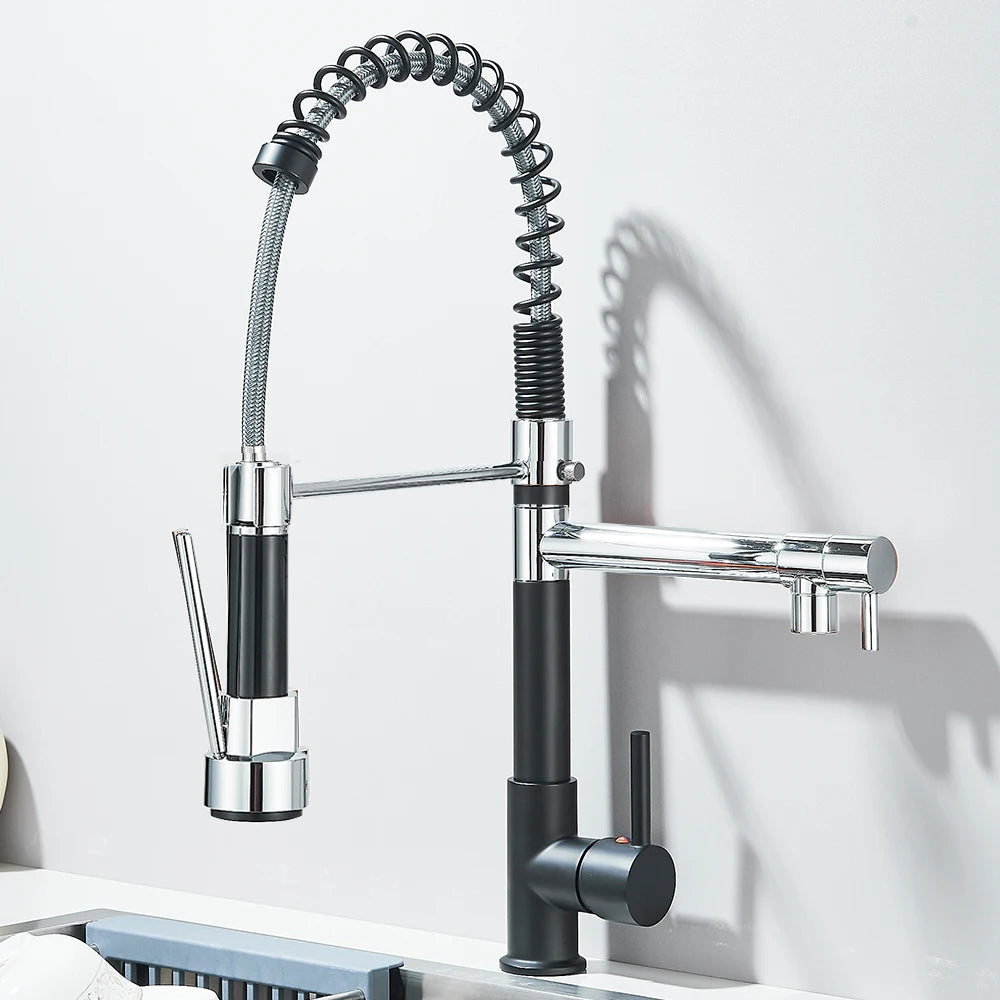 Miscelatore da cucina con doccetta estraibile e spruzzatore a molla
