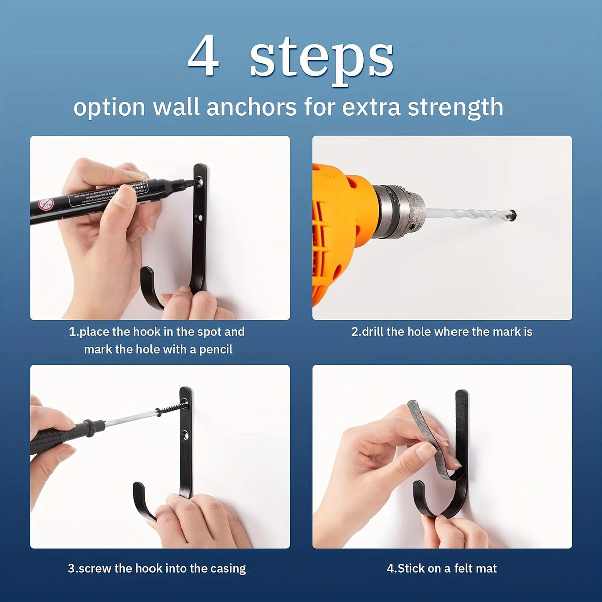 Padded Steel Wall Hangers, Pair