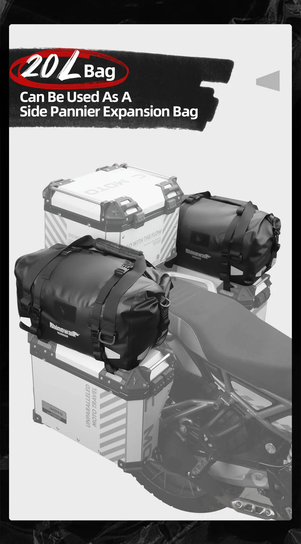 Waterproof Motorcycle Saddle Bag 20L 40L 65L Tail Seat Storage Pack