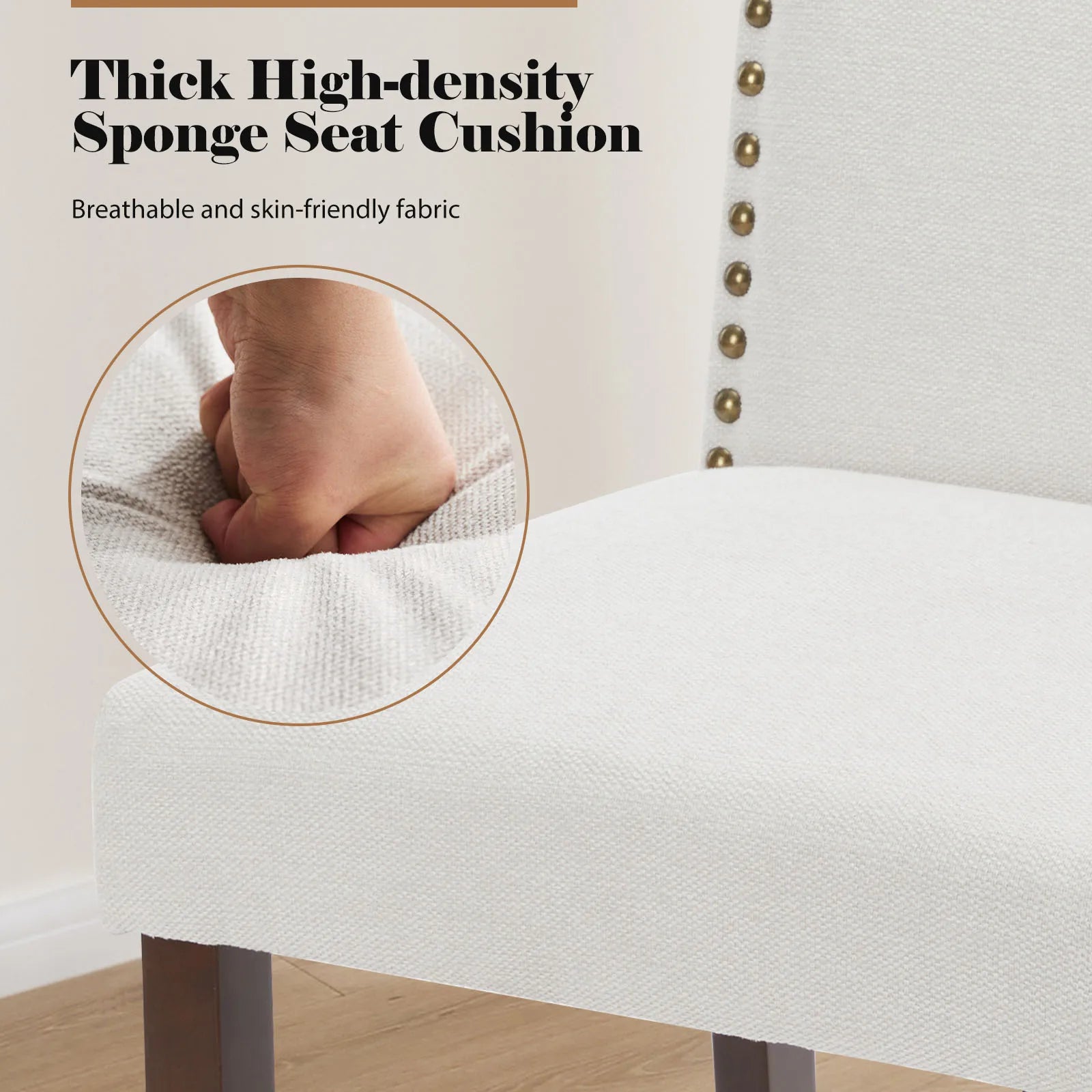 Upholstered Dining Chairs Set of 2 with Padded Backrest Cushion