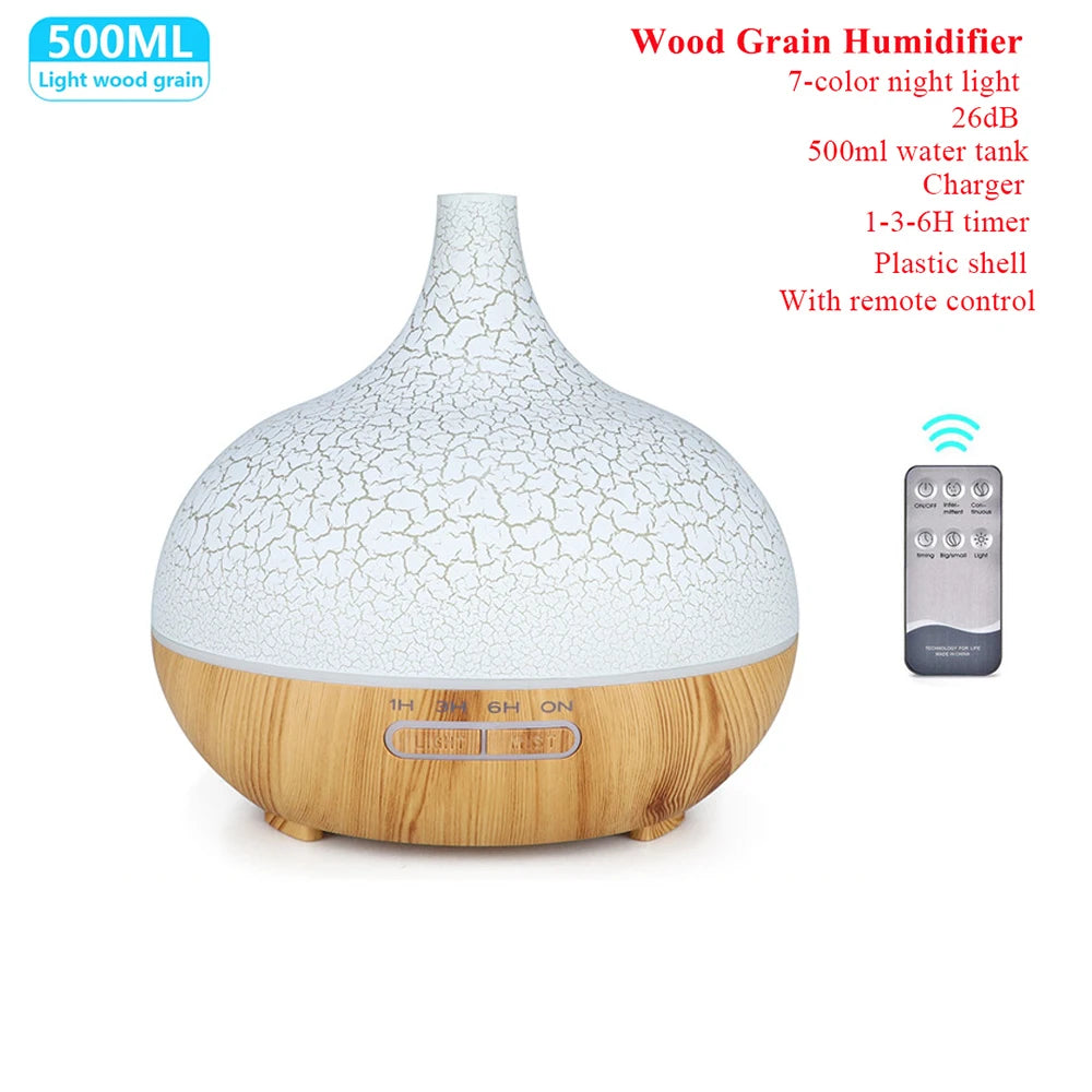 Humidificador ultrassónico e difusor de aromas com controlo remoto