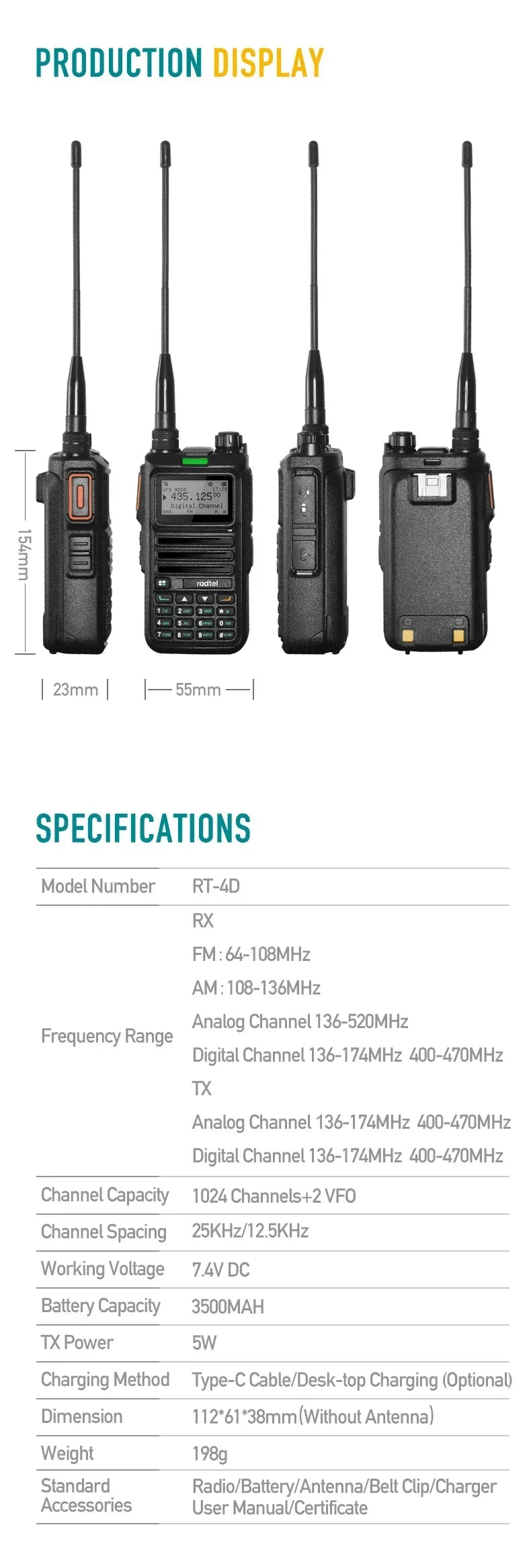 RT-4D DMR Digital and Analogue Two-Way Radio