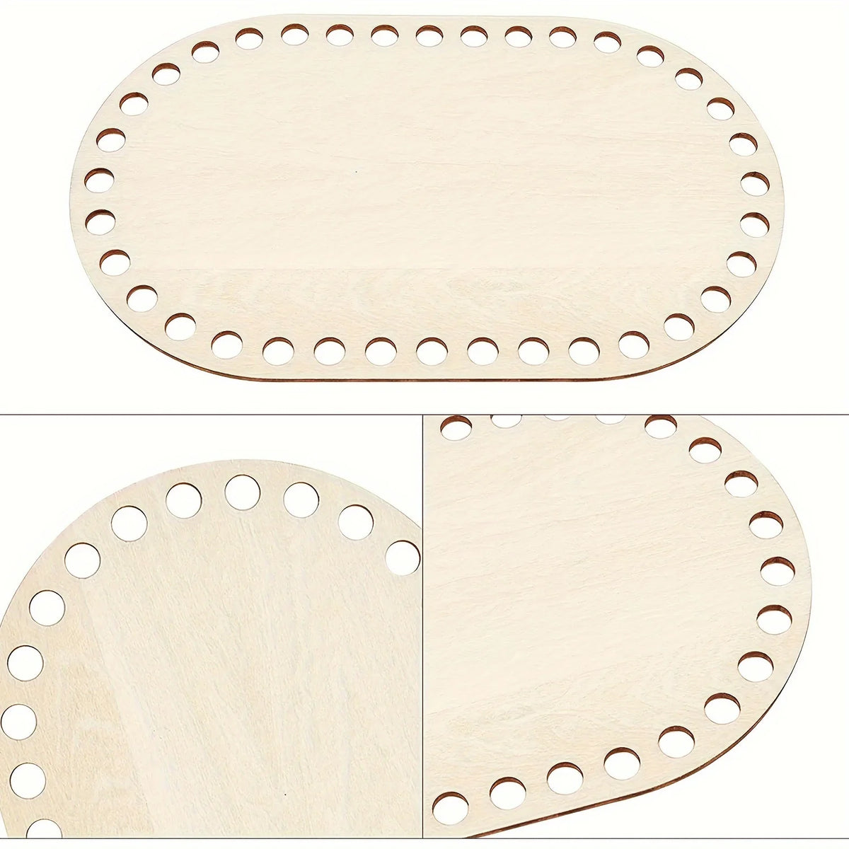 3 bases de cesto ovaladas de madera para crochet y tejido