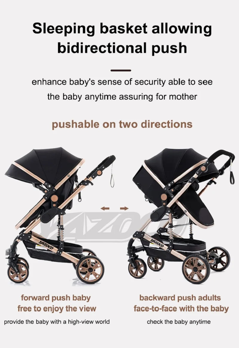 Luxurious 3‑in‑1 Baby Stroller High‑Landscape Travel System