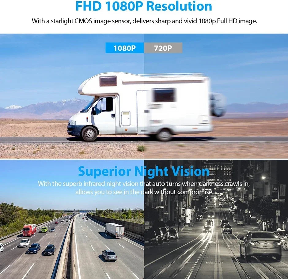 Wireless WiFi Solar Backup Camera Magnetic BaseAI Blind Spot Alarm Backup for IPhone Android Bus Van Truck RV Front Rear View .