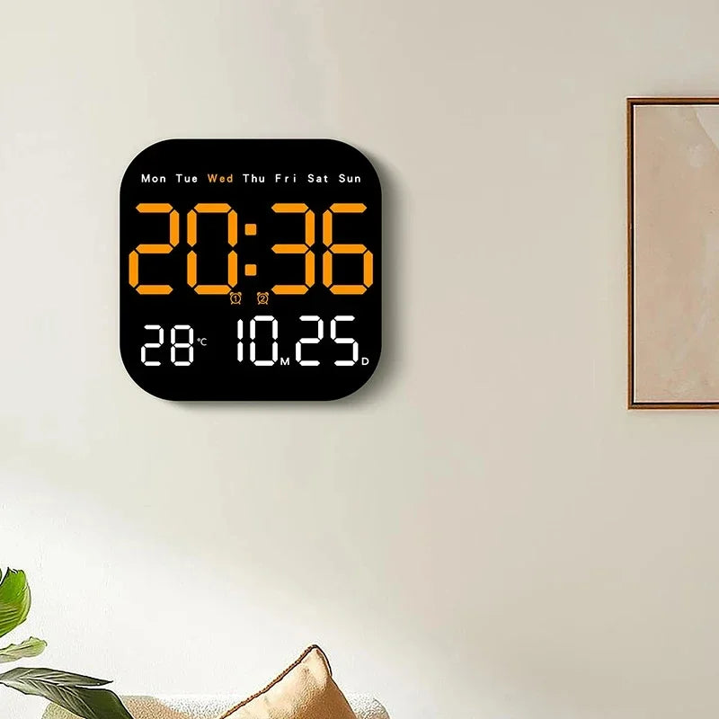 Digital Wall Clock LED Alarm Clock Large Display With Timing Function Remote Control Clock for Living Room Office Bedroom Decor