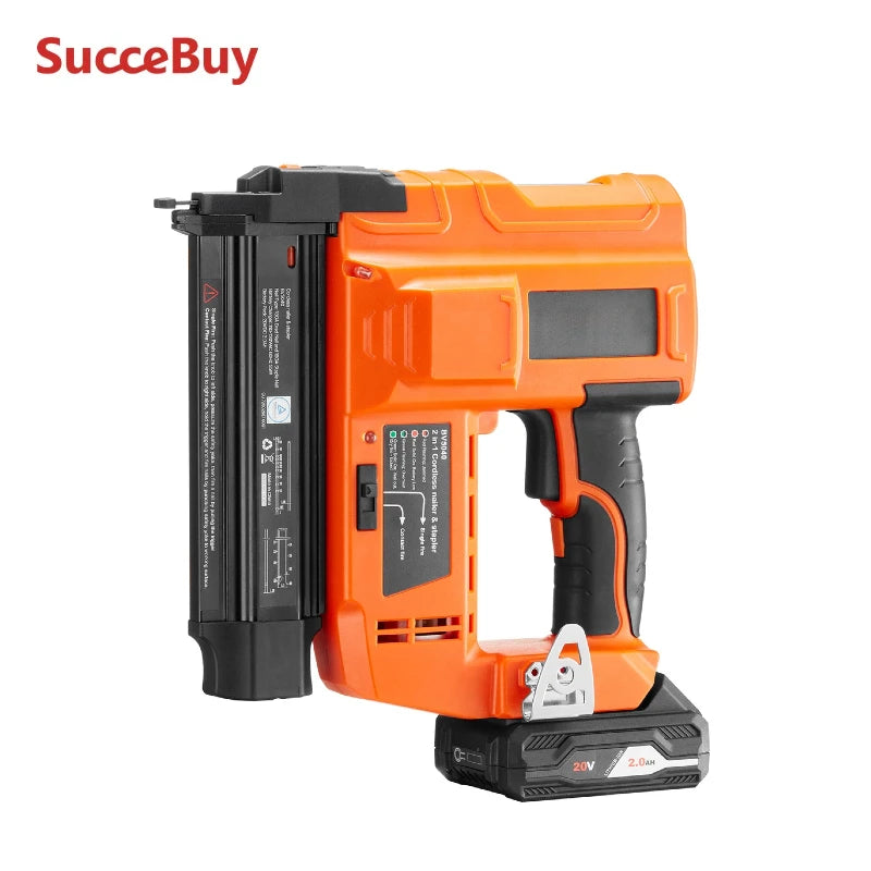 SucceBuy Cordless Brad Nailer 18 Gauge 20V Battery Powered Nail Gun and Staple Gun with 500 pcs Nails 500 pcs Staples