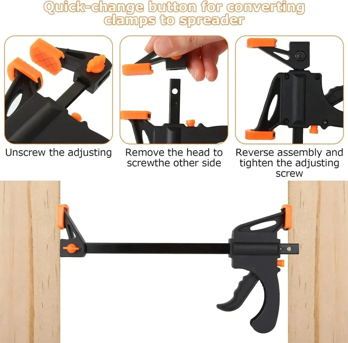 Serre-joint rapide de menuiserie de 4 pouces, serre-joint en F, outil de fixation de planches en bois, ensemble d’outils de menuiserie à main