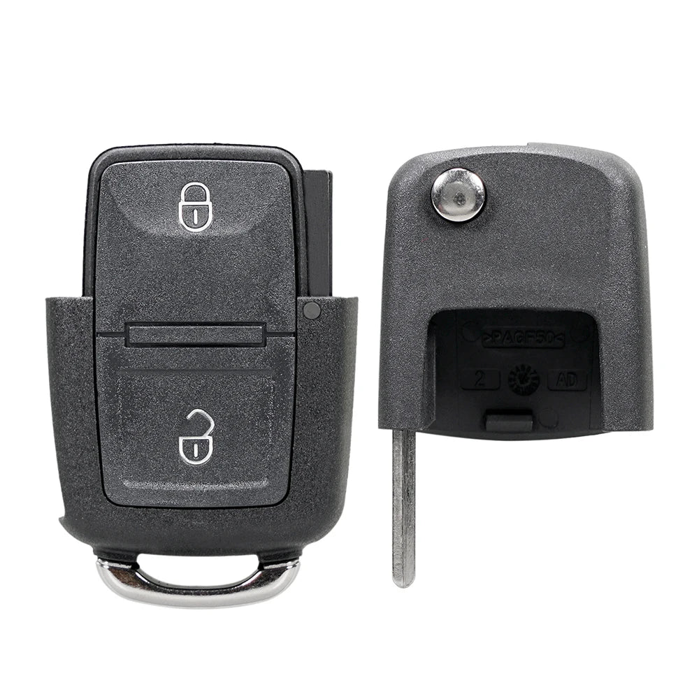 Univerzális 2 gombos távirányító kulcstartó ABS, Volkswagen 1J0959753CT ID48 chip 433MHz kulcs nélküli bejutás cseréje - 2 készlet