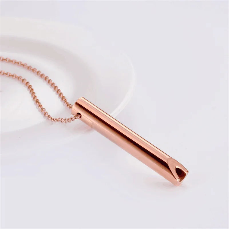 2024 New Stainless Steel Whistle Necklace Unisex Slow Breathing Decompression Tubular Pendant Jewelry Commuter Party Gift Giving