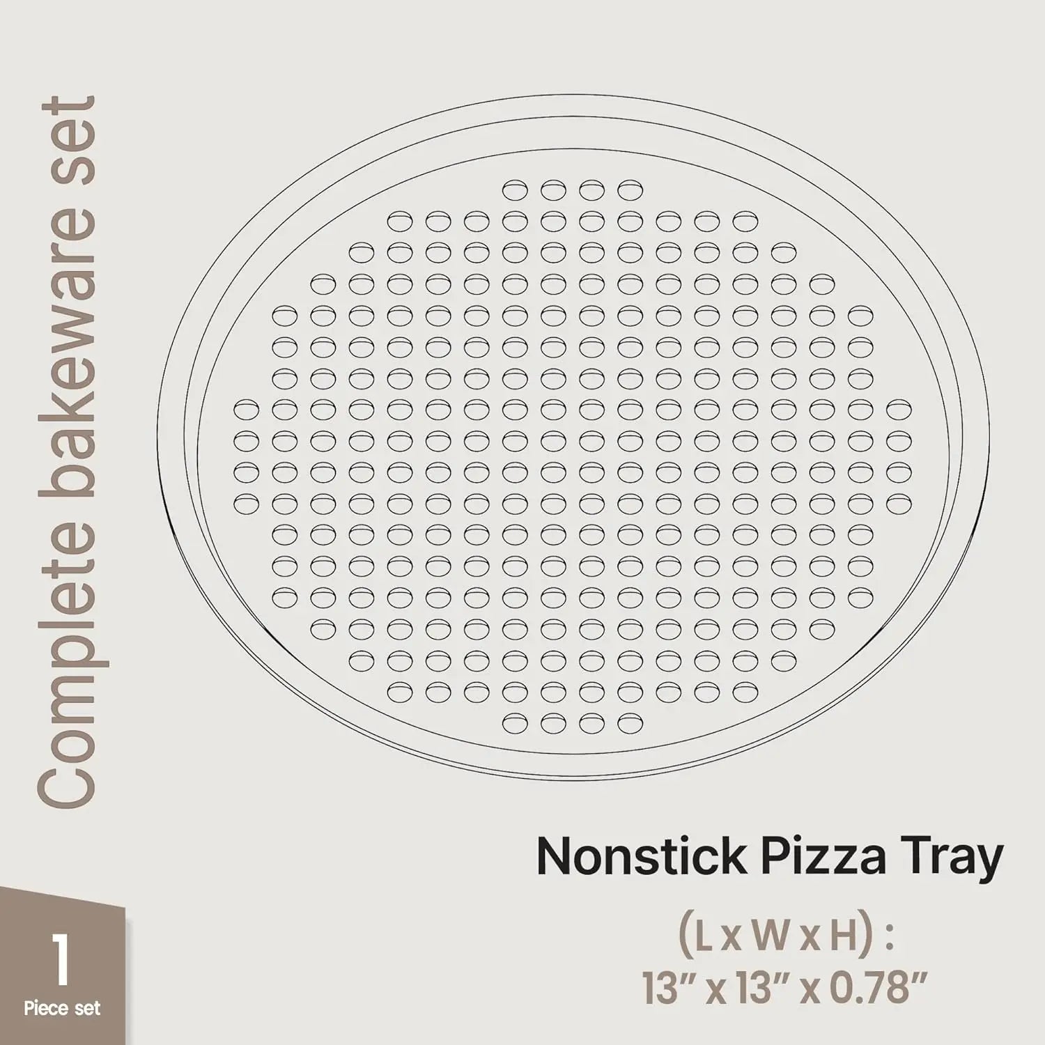Rund perforeret pizzapande med non-stick belægning, kulstofstål