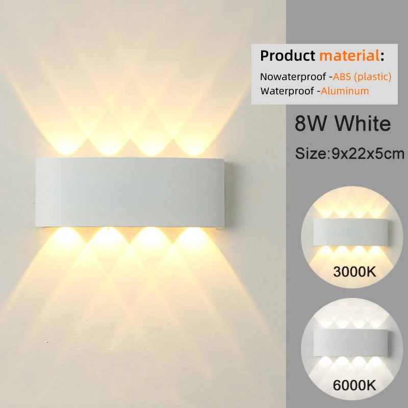Up-and-Down LED Wall Light, Size and Finish Options
