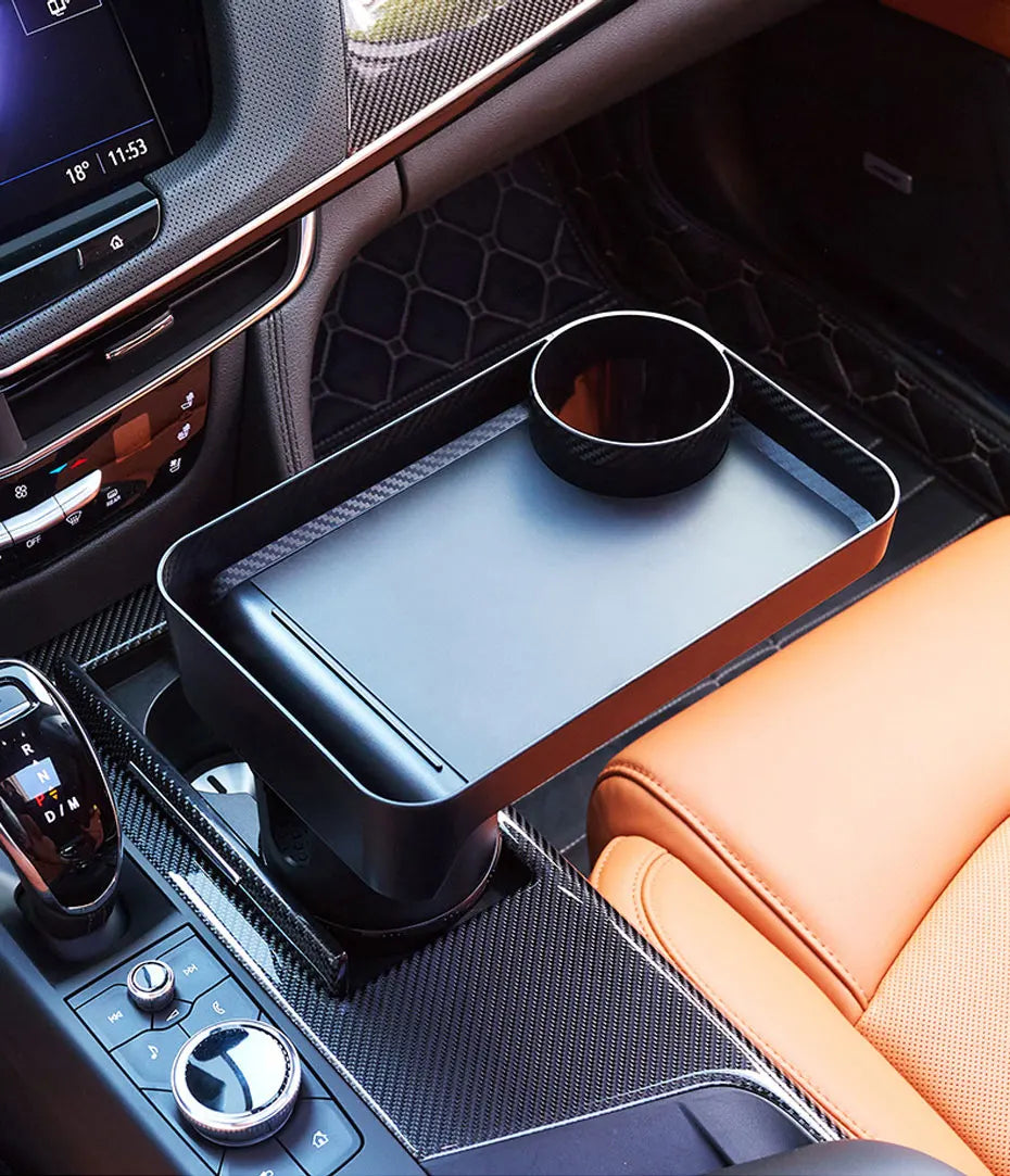 SEAMETAL Premium Car Cup Holder Expander Multi-Function Drink Holder with Food Table 360-Degree Adjustable Base Tray for Snack