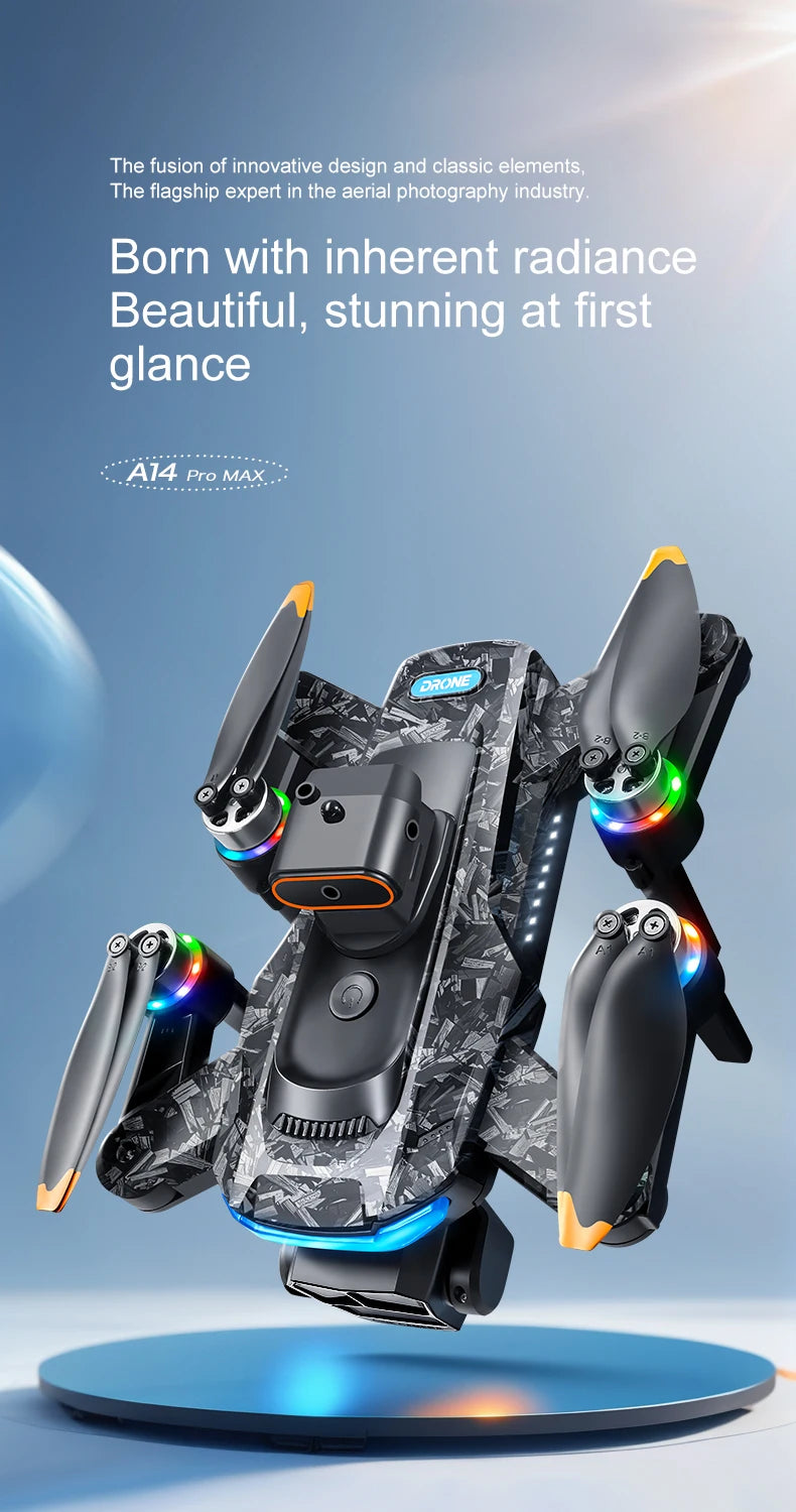For Genuine A14 Pro Max GPS Brushless 8K Three Camera Obstacle Avoidance Foldable Quadcopter RC with screen Distance Drone Toys