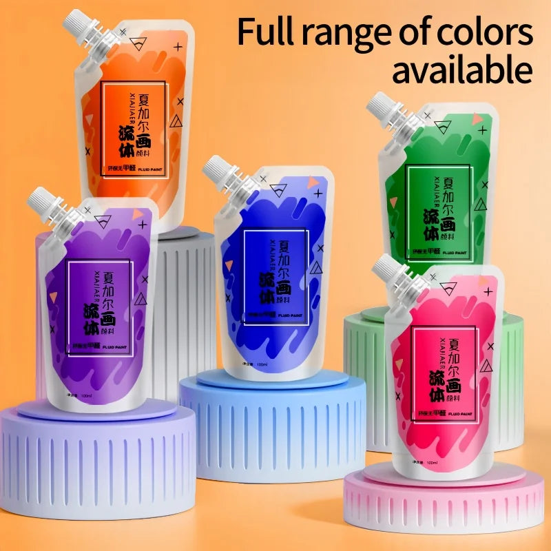 100ml Multi-Colour Fluid Acrylic Paint Bag