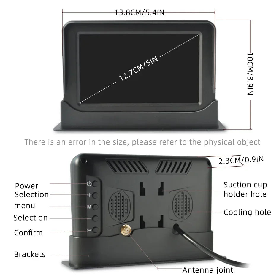 5" Monitor HD Magnetic Solar Wireless Backup Camera 1080P Upgrade Auto on/Off Camera Night Vision Rechargeable Rear View Camera