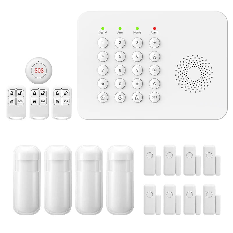 PGST 4G WiFi Home Burglar Anti Theft Security Alarm Complete Kit Works with Tuya Works with Smart Life Smart App Remote Control Wireless Sensor Combination Standby Power Backup Alarm System Apartment Villa Store Warehouse Eur
