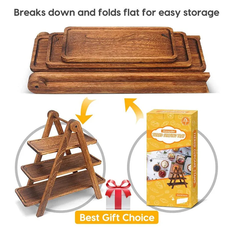 3-Tier Wooden Display and Serving Stand