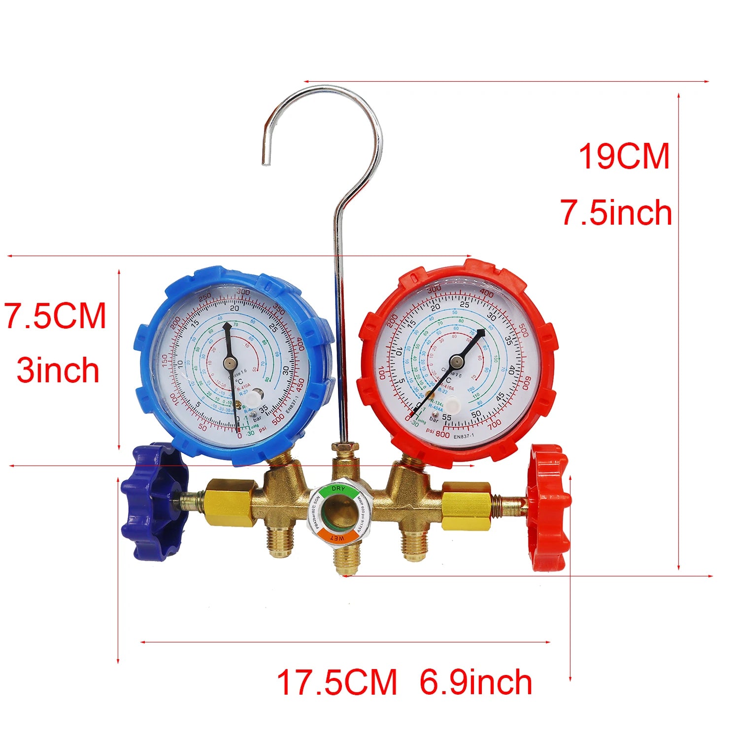 Refrigerant Manifold Gauge Set for R410A R22 R134A AC Charging