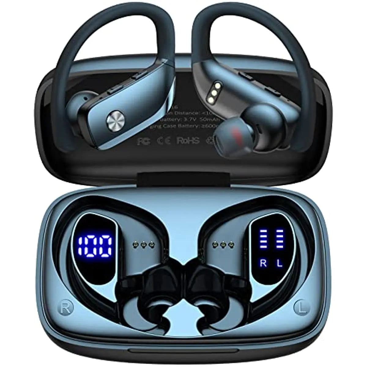 Bluetooth 5.0 Earbuds with Ear Hooks and Microphone