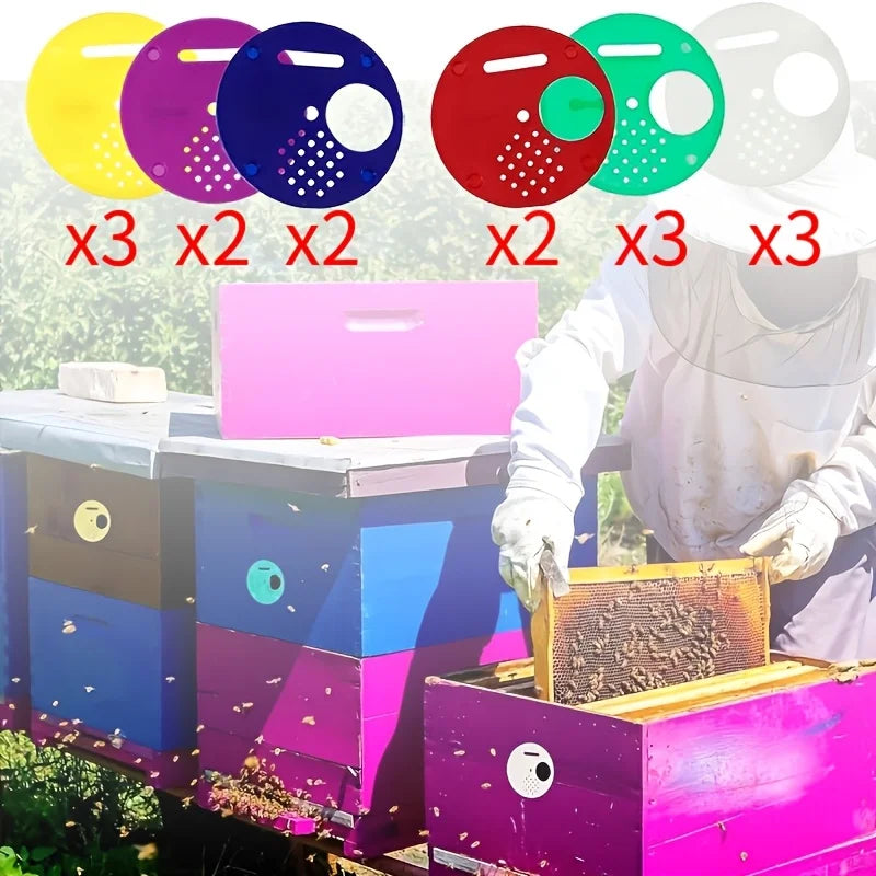 Colorful Round Beehive Entrance Discs, 15 Pack