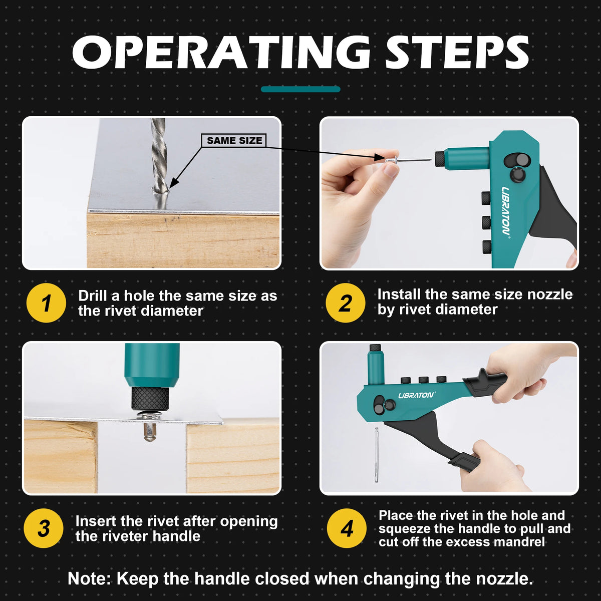 Manual Rivet Gun Kit with Rivets and Drill Bits