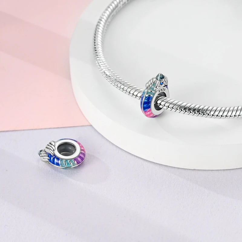 100% 925 Sterling Silver Rainbow Zircon Colorful Butterfly Dragon Shaped Silicone Stopper Charms Beads Fit DIY Bracelets Jewelry