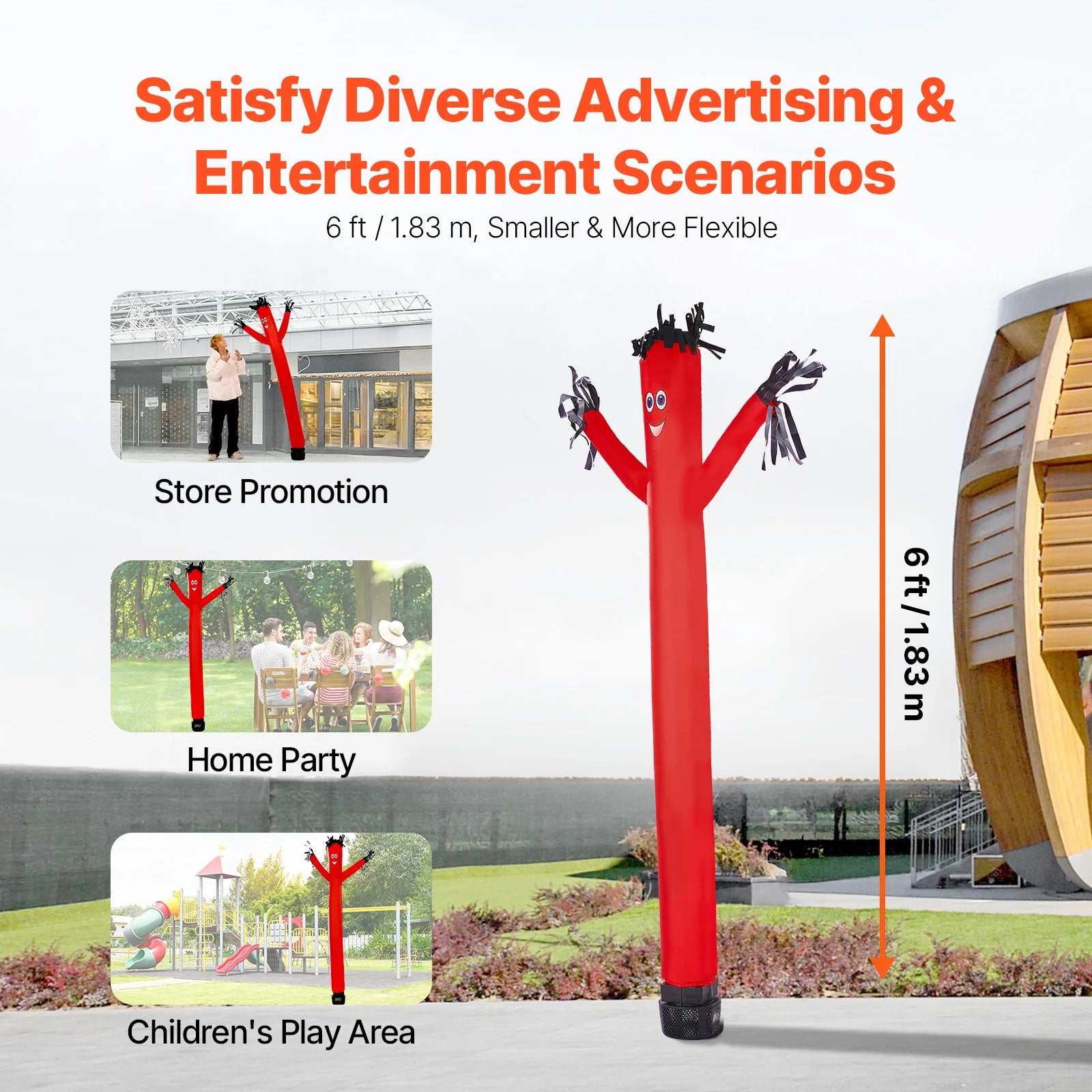 SucceBuy Inflatable Tube Man Set 6/20ft Tall with 1/15 / 1 HP Blower PP Shell IPX3 Waterproof Blower Fan for Outdoor Advertising