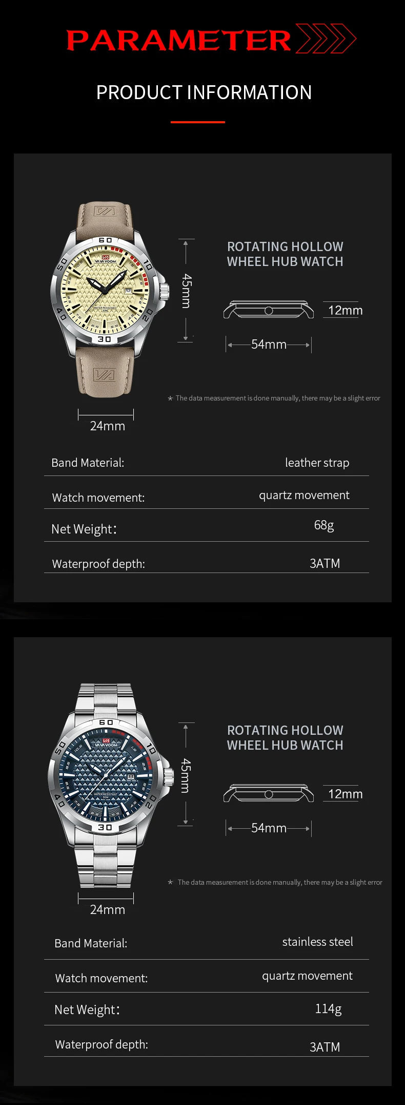 VA VA VOOM Men Casual Sport Military Quartz Calendar Wrist Watch for Man Business Leather Waterproof Male Clock Relogio Masculin