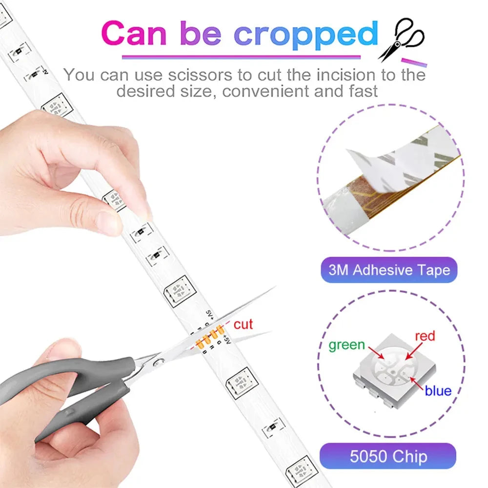 Bandă LED RGB USB cu control prin aplicație Bluetooth