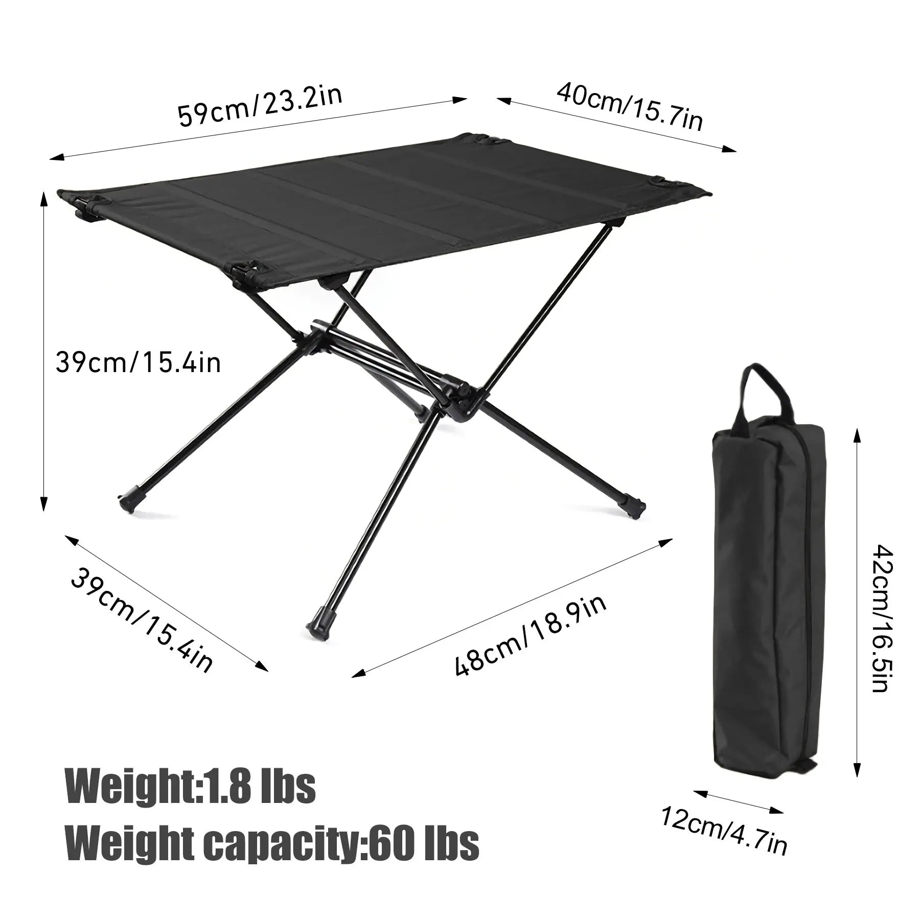 Camping Folding Table with Aluminum Alloy Frame and Roll-Up Top