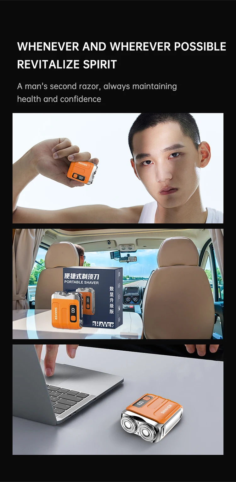 Mini Electric Shaver with Dual Blades & Digital Display
