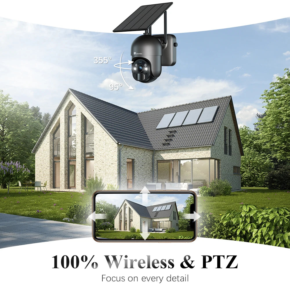 Wireless Solar Outdoor Security Camera 4MP PTZ