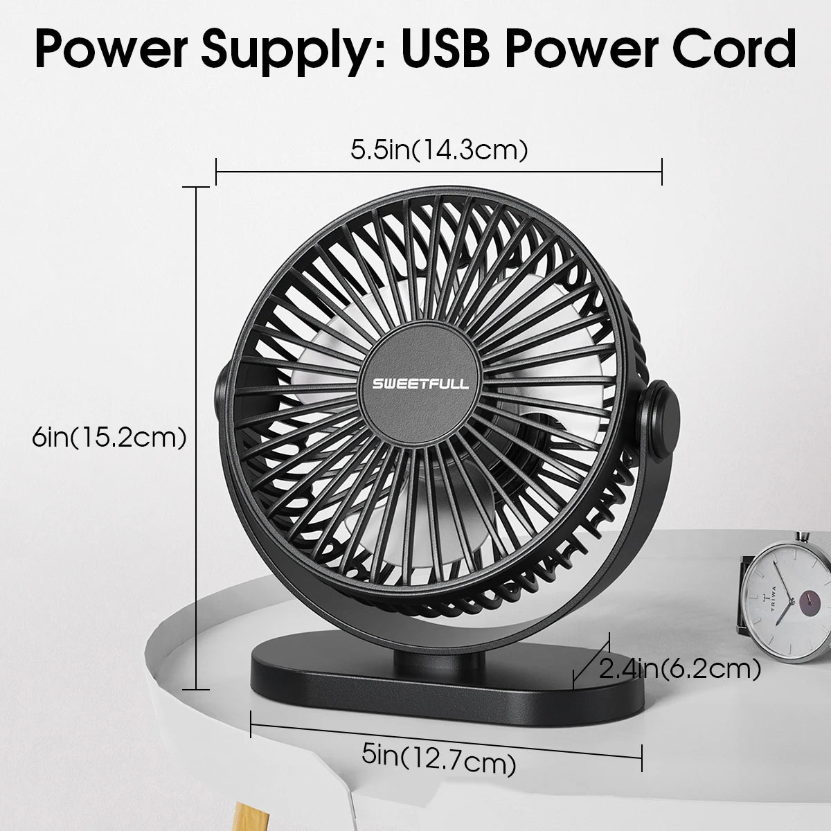 USB Desktop Wall Mounted Mini Fan, 3-Speed Quiet Cooling Fan